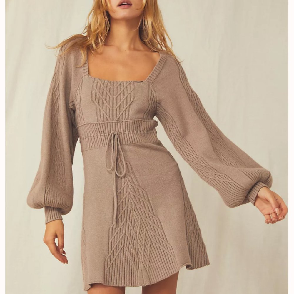 NEW!! Free People Emmaline Mini Dress - Taupe